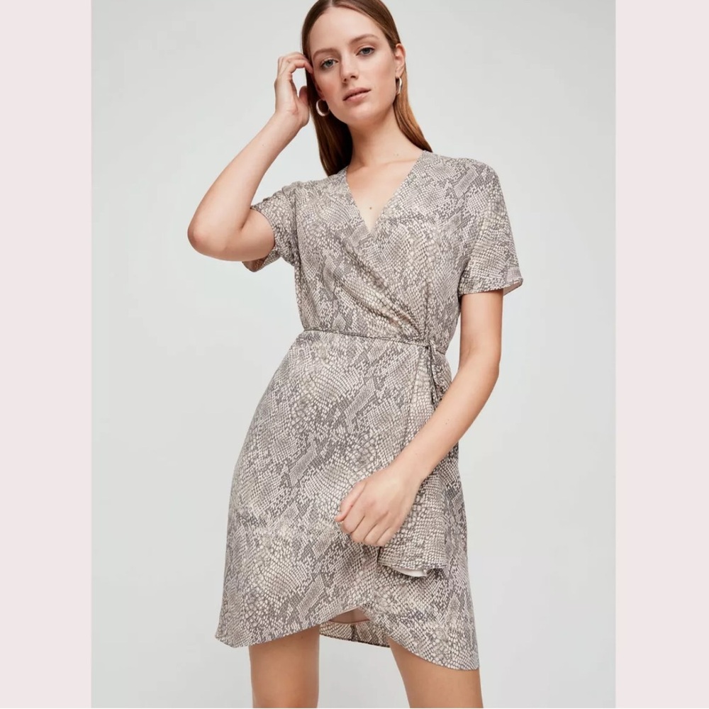 Babaton by Aritzia Wallace wrap dress. Size XS. EUC. Snake print - Picture 1 of 5